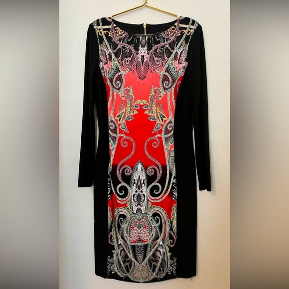 EUC Frank Lyman Design Abstract Stretch Knit Cocktail Dress Size 8 - Picture 2 of 12